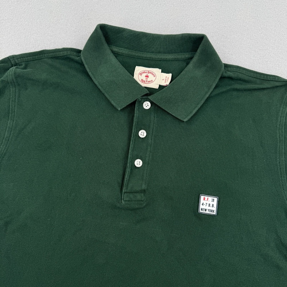 Brooks Brothers Red Fleece Short Sleeve Pique Polo Mens L Green Preppy Retro